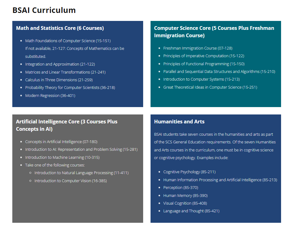 Which American universities have the best undergraduate artificial intelligence majors ?